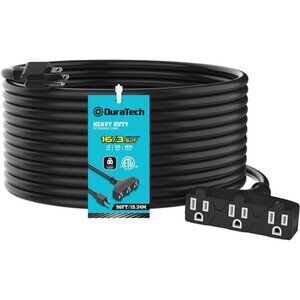Extension Cord, 50 ft Outdoor Extension Cord with Multiple Outlets, Black